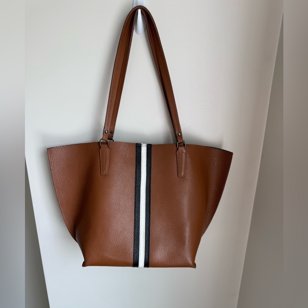 Botkier Hudson Stripe Tote Brown Leather